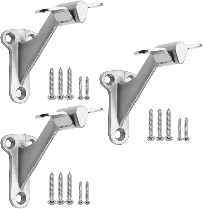 YANYUCB 3''Handrail Brackets,304 Stainless Steel Handrail Stair Brackets,Heavy Duty Support Hardware for Stairways,Home or Office Staircase Hand Rail Bracket with Screws(3 Pack) - Image 1